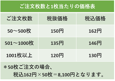 プリントせんべい価格表